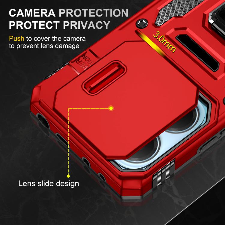 For Redmi Note 14 5G / 4G  163.25mm Armor PC Hybrid TPU Camera Shield Phone Case