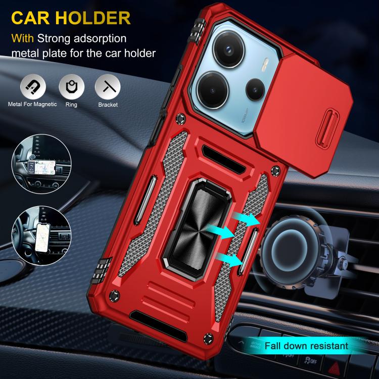 For Redmi Note 14 5G / 4G  163.25mm Armor PC Hybrid TPU Camera Shield Phone Case