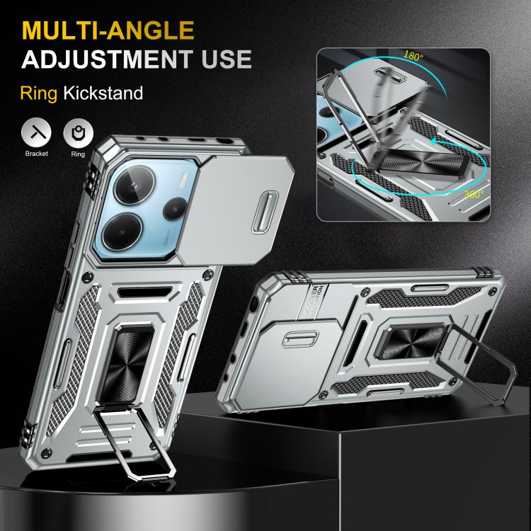 For Redmi Note 14 5G / 4G  163.25mm Armor PC Hybrid TPU Camera Shield Phone Case
