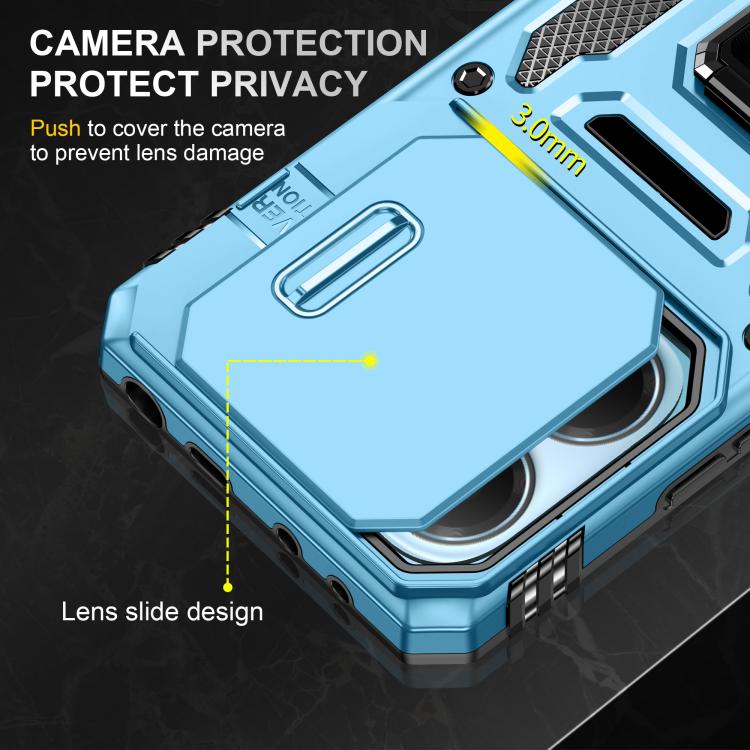 For Redmi Note 14 5G / 4G  163.25mm Armor PC Hybrid TPU Camera Shield Phone Case