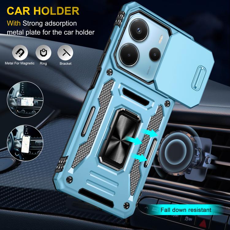 For Redmi Note 14 5G / 4G  163.25mm Armor PC Hybrid TPU Camera Shield Phone Case