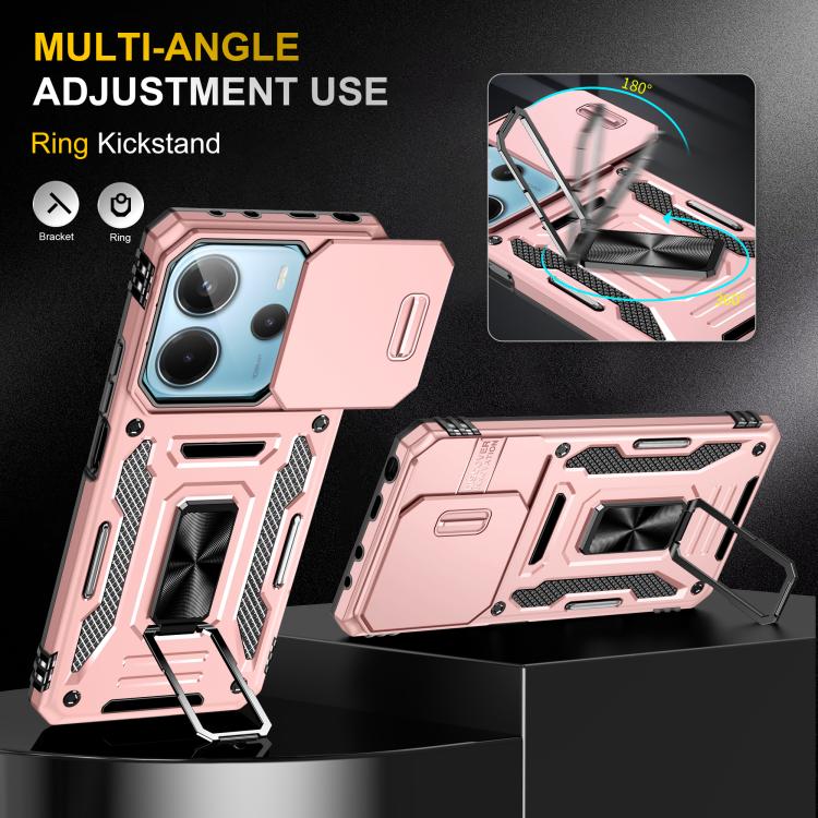 For Redmi Note 14 5G / 4G  163.25mm Armor PC Hybrid TPU Camera Shield Phone Case