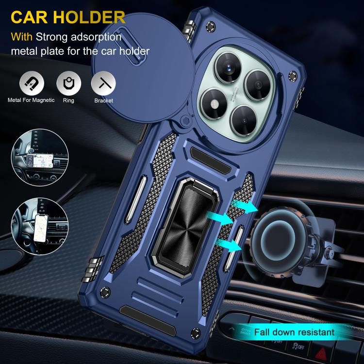 For Redmi Note 14 Pro 5G / 4G Armor PC Hybrid TPU Camera Shield Phone Case