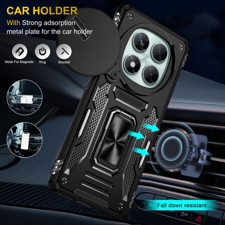For Redmi Note 14 Pro 5G / 4G Armor PC Hybrid TPU Camera Shield Phone Case