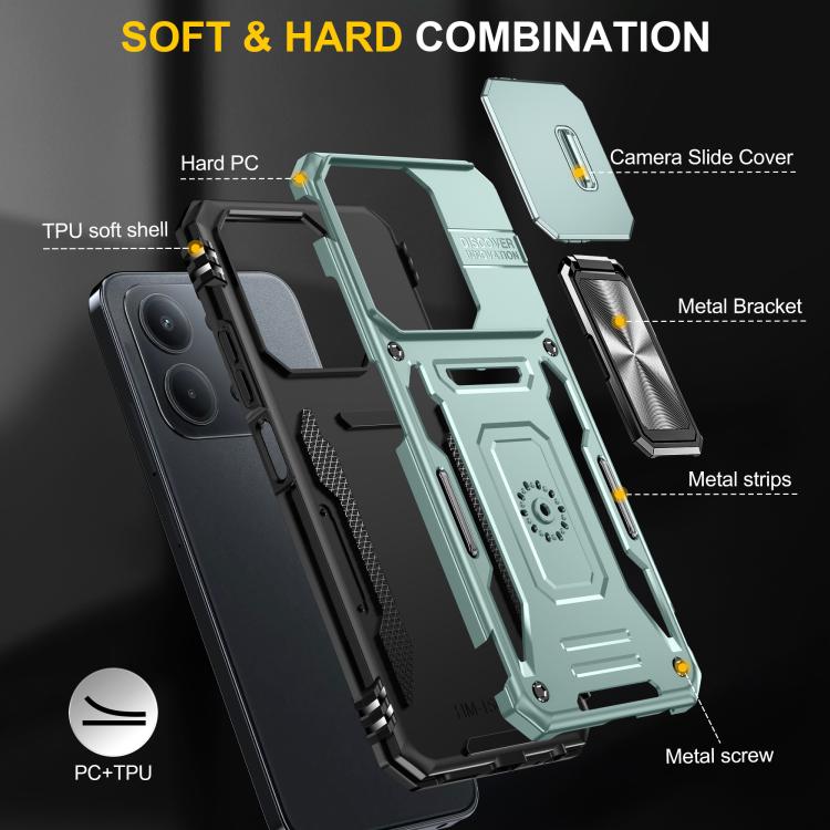 For Redmi 15C 5G / 4G Global 171mm Armor PC Hybrid TPU Camera Shield Phone Case