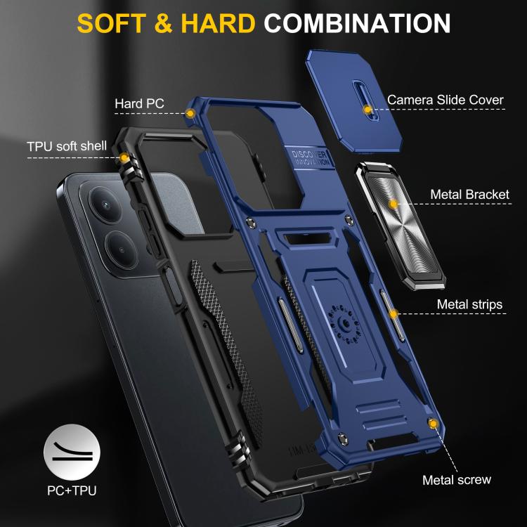 For Redmi 15C 5G / 4G Global 171mm Armor PC Hybrid TPU Camera Shield Phone Case