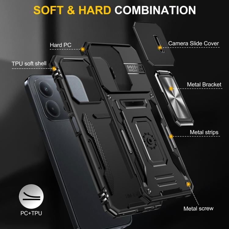 For Redmi 15C 5G / 4G Global 171mm Armor PC Hybrid TPU Camera Shield Phone Case