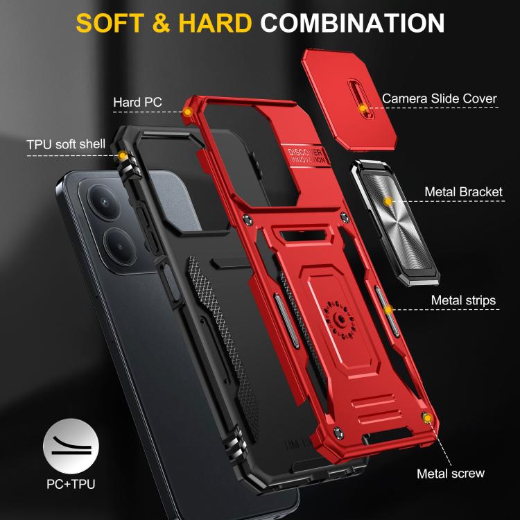 For Redmi 15C 5G / 4G Global 171mm Armor PC Hybrid TPU Camera Shield Phone Case