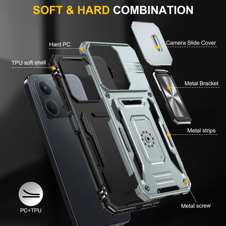 For Redmi 15C 5G / 4G Global 171mm Armor PC Hybrid TPU Camera Shield Phone Case