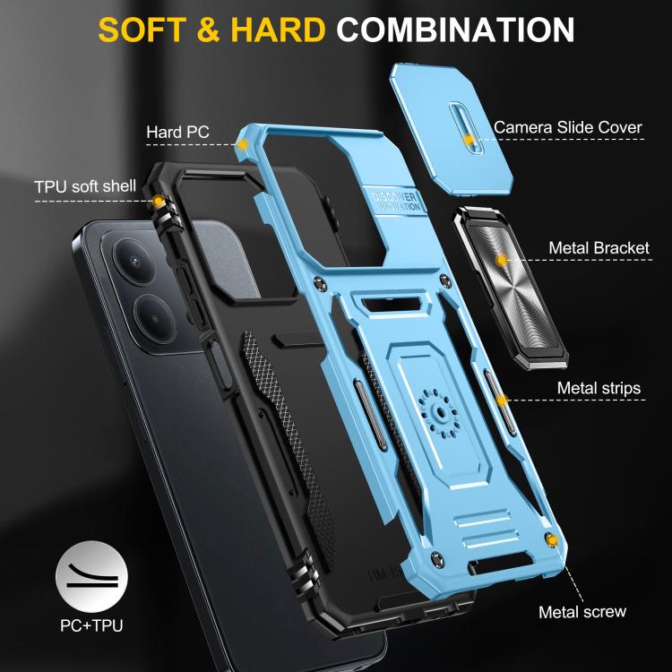 For Redmi 15C 5G / 4G Global 171mm Armor PC Hybrid TPU Camera Shield Phone Case