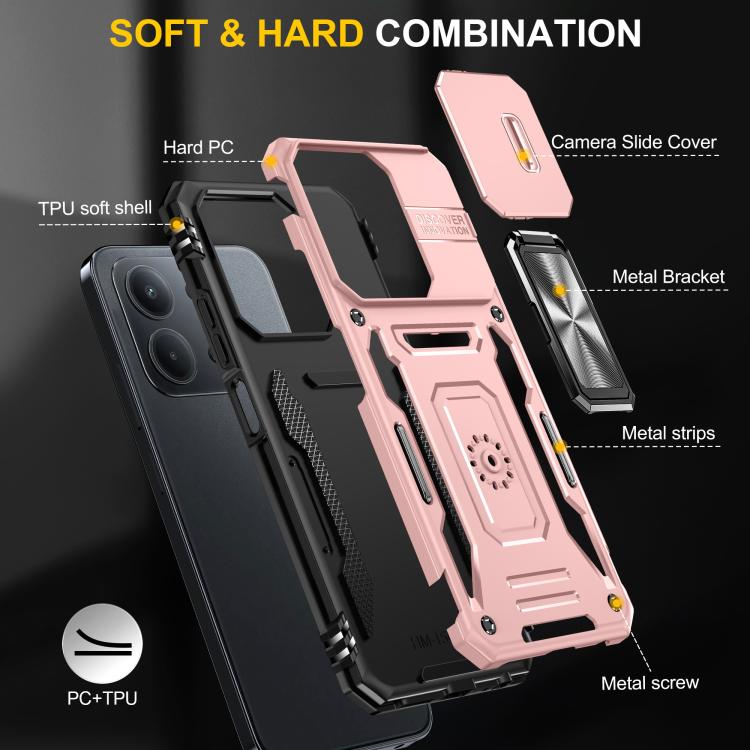 For Redmi 15C 5G / 4G Global 171mm Armor PC Hybrid TPU Camera Shield Phone Case