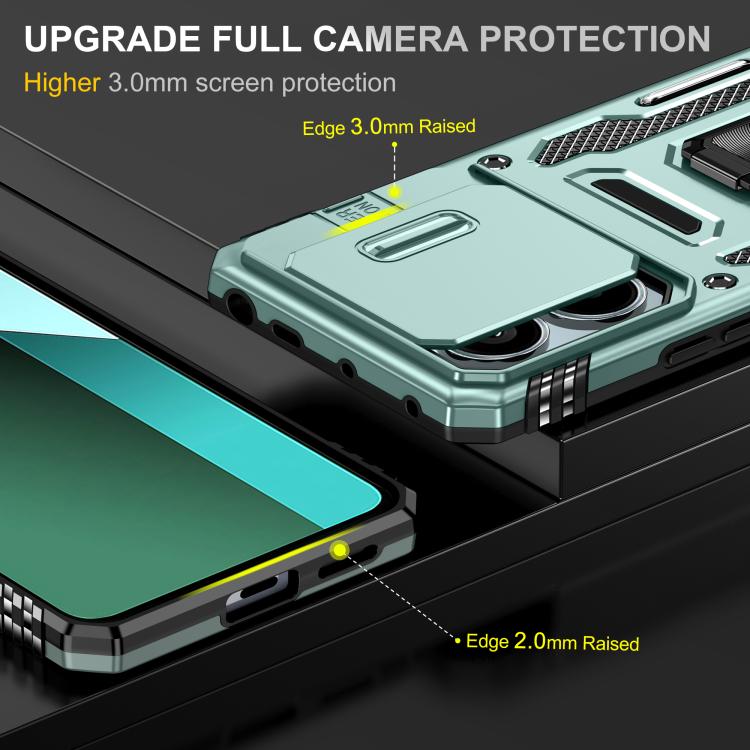 For Redmi Note 13 Pro 5G Armor PC Hybrid TPU Camera Shield Phone Case