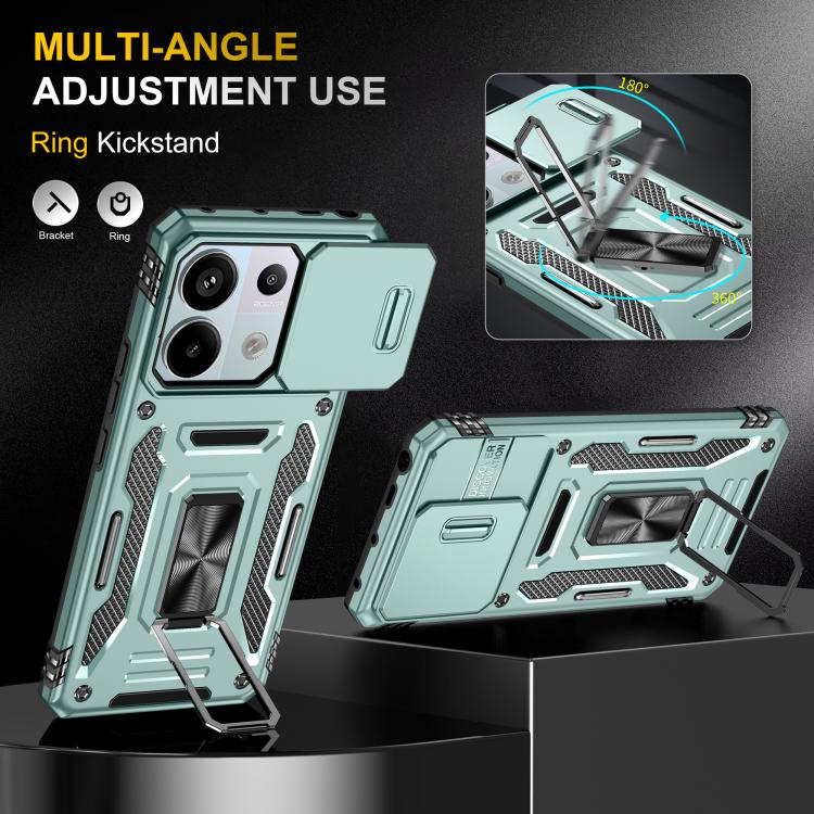 For Redmi Note 13 Pro 5G Armor PC Hybrid TPU Camera Shield Phone Case