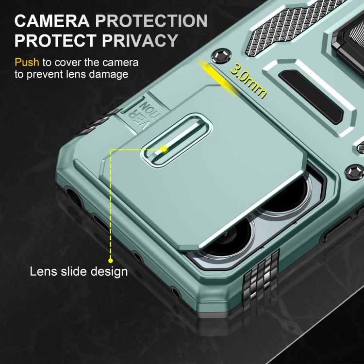 For Redmi Note 13 Pro 5G Armor PC Hybrid TPU Camera Shield Phone Case