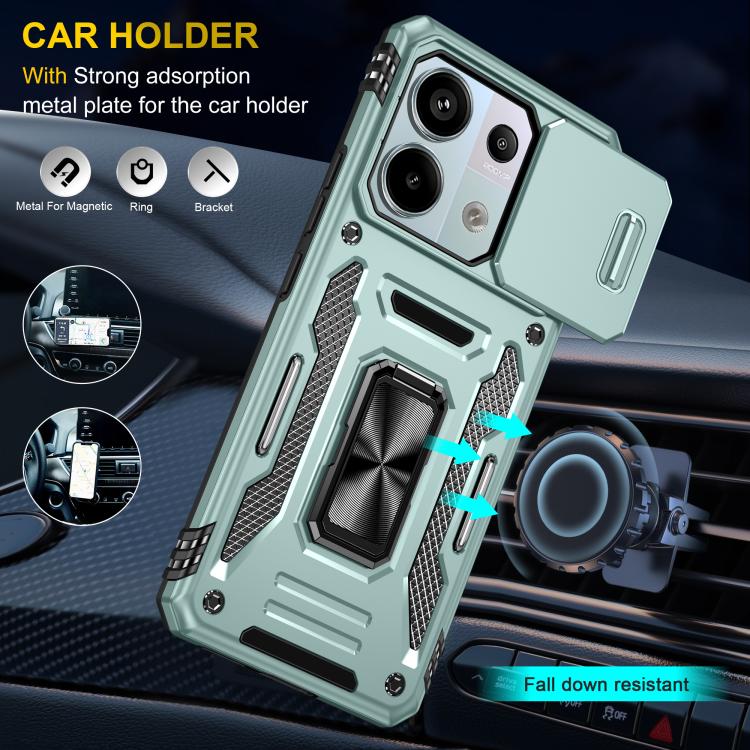 For Redmi Note 13 Pro 5G Armor PC Hybrid TPU Camera Shield Phone Case