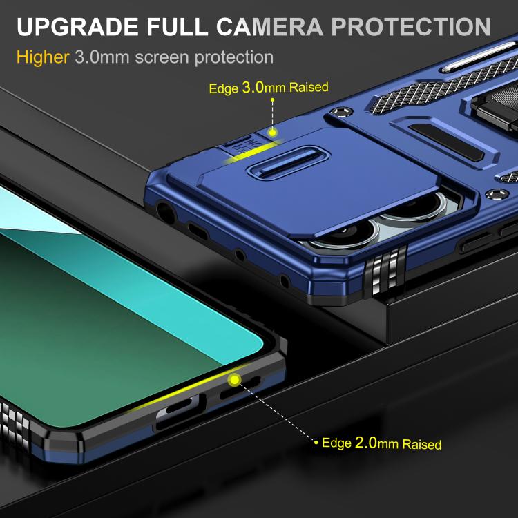 For Redmi Note 13 Pro 5G Armor PC Hybrid TPU Camera Shield Phone Case