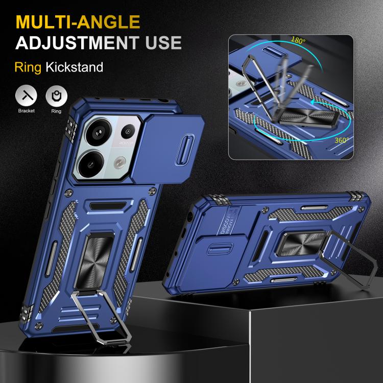 For Redmi Note 13 Pro 5G Armor PC Hybrid TPU Camera Shield Phone Case