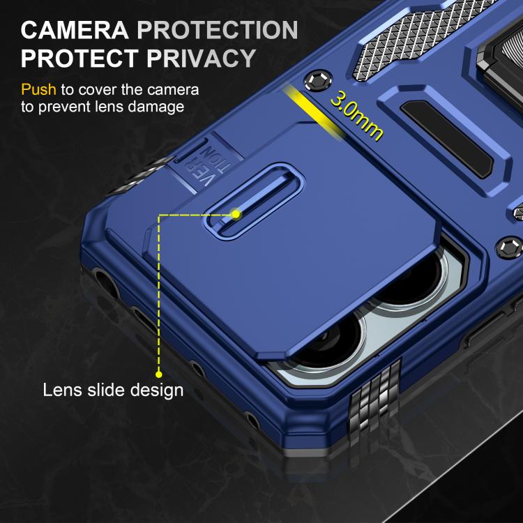 For Redmi Note 13 Pro 5G Armor PC Hybrid TPU Camera Shield Phone Case