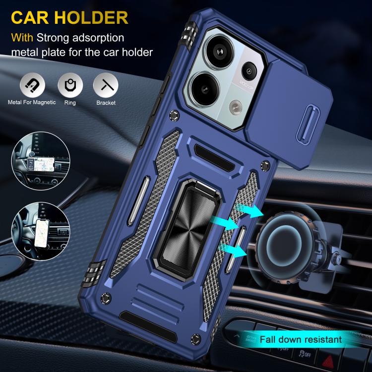For Redmi Note 13 Pro 5G Armor PC Hybrid TPU Camera Shield Phone Case