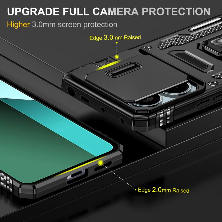 For Redmi Note 13 Pro 5G Armor PC Hybrid TPU Camera Shield Phone Case