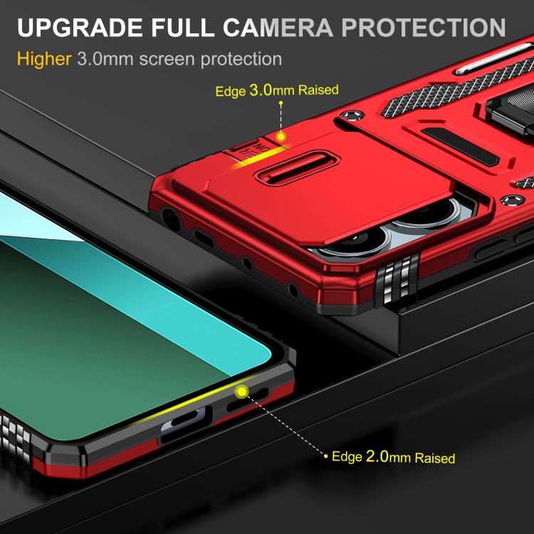 For Redmi Note 13 Pro 5G Armor PC Hybrid TPU Camera Shield Phone Case