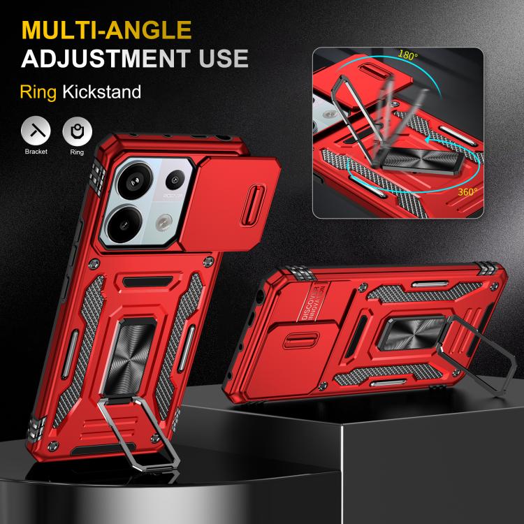 For Redmi Note 13 Pro 5G Armor PC Hybrid TPU Camera Shield Phone Case