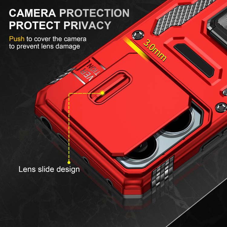 For Redmi Note 13 Pro 5G Armor PC Hybrid TPU Camera Shield Phone Case