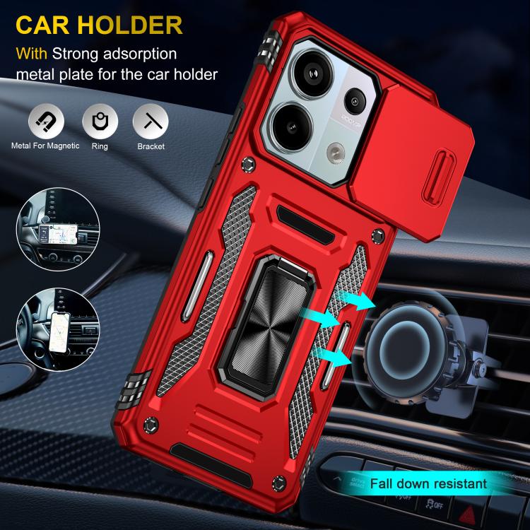 For Redmi Note 13 Pro 5G Armor PC Hybrid TPU Camera Shield Phone Case