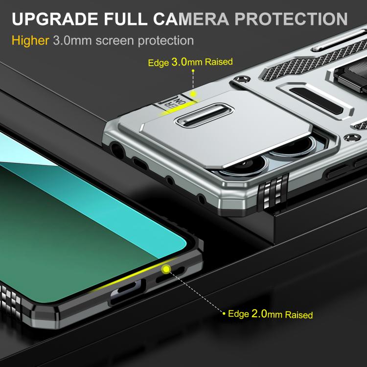 For Redmi Note 13 Pro 5G Armor PC Hybrid TPU Camera Shield Phone Case