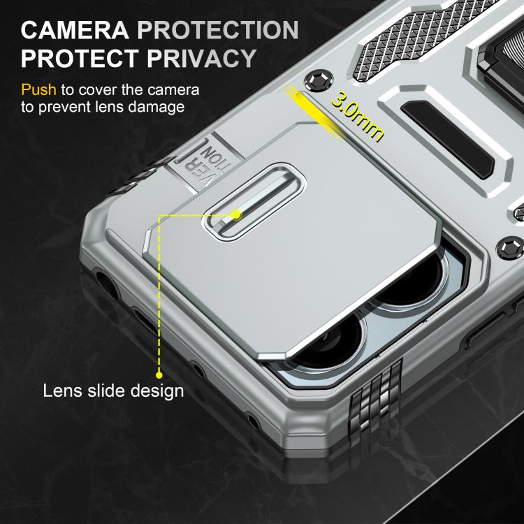 For Redmi Note 13 Pro 5G Armor PC Hybrid TPU Camera Shield Phone Case
