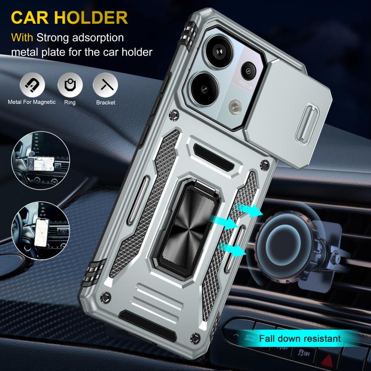 For Redmi Note 13 Pro 5G Armor PC Hybrid TPU Camera Shield Phone Case