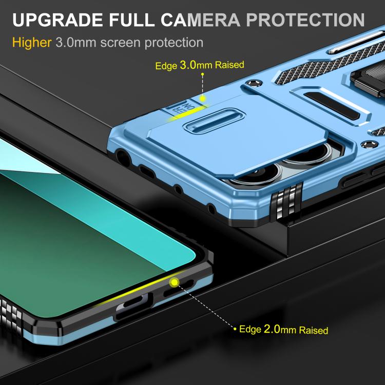 For Redmi Note 13 Pro 5G Armor PC Hybrid TPU Camera Shield Phone Case