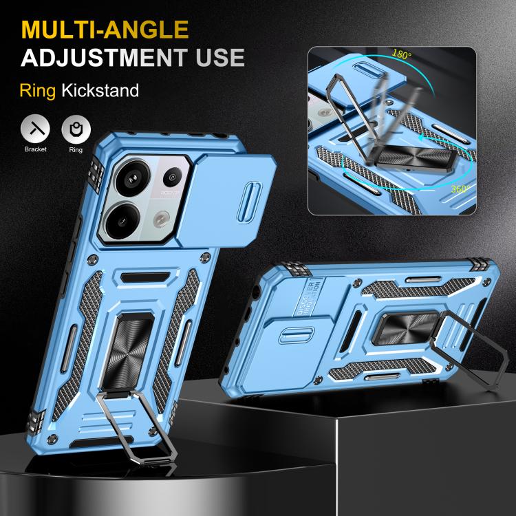 For Redmi Note 13 Pro 5G Armor PC Hybrid TPU Camera Shield Phone Case