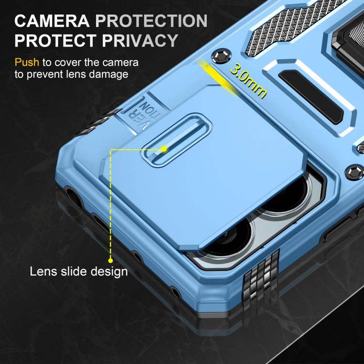 For Redmi Note 13 Pro 5G Armor PC Hybrid TPU Camera Shield Phone Case