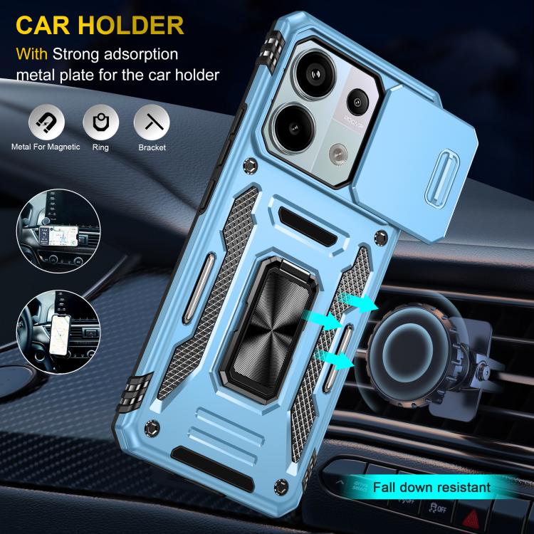 For Redmi Note 13 Pro 5G Armor PC Hybrid TPU Camera Shield Phone Case