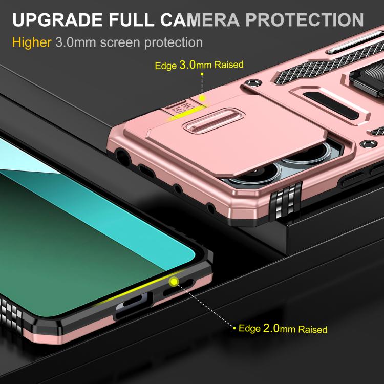 For Redmi Note 13 Pro 5G Armor PC Hybrid TPU Camera Shield Phone Case