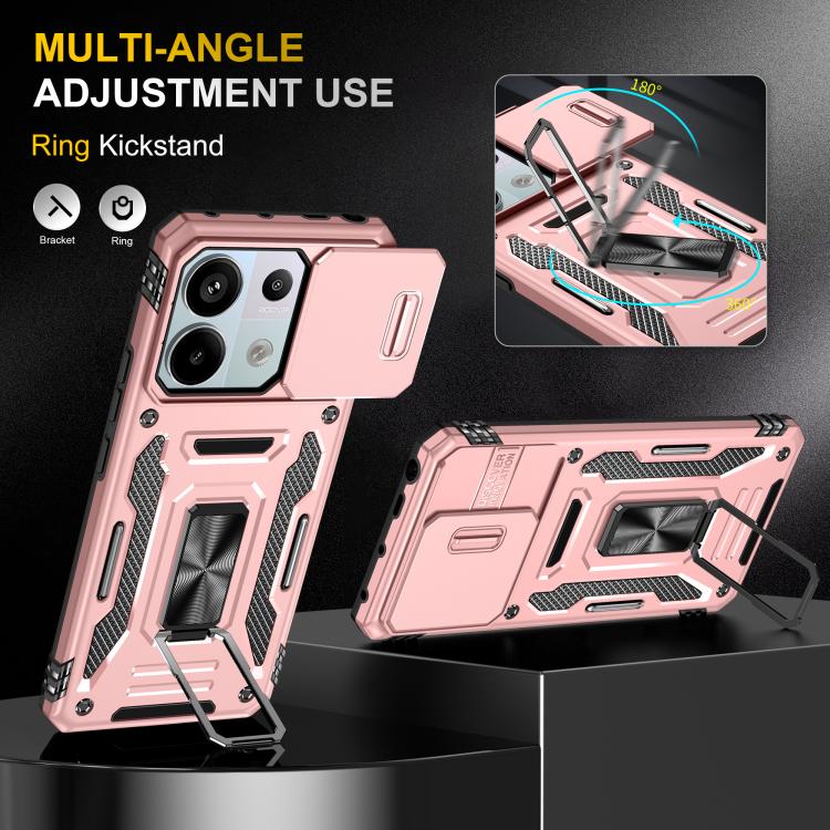 For Redmi Note 13 Pro 5G Armor PC Hybrid TPU Camera Shield Phone Case