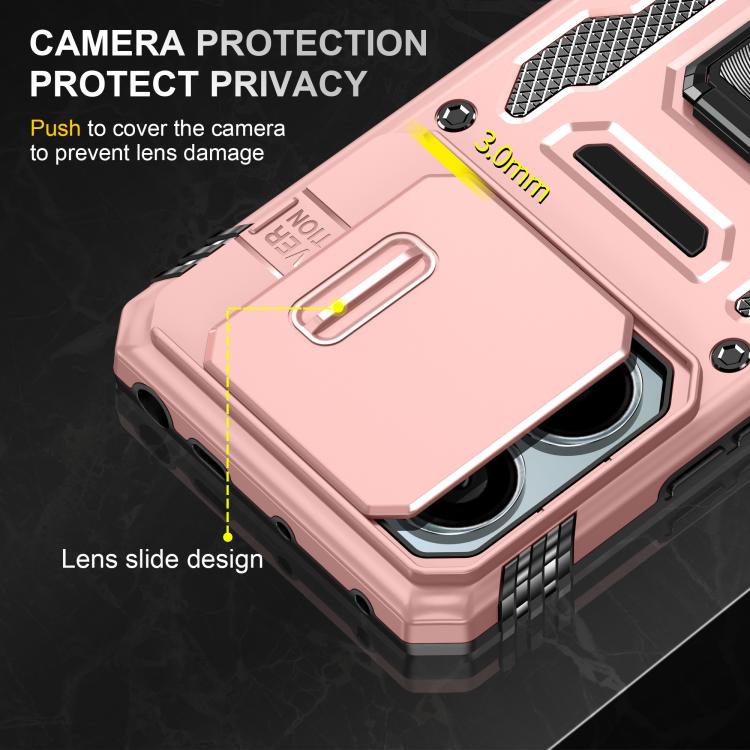 For Redmi Note 13 Pro 5G Armor PC Hybrid TPU Camera Shield Phone Case