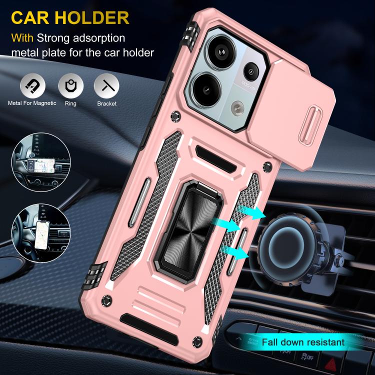 For Redmi Note 13 Pro 5G Armor PC Hybrid TPU Camera Shield Phone Case