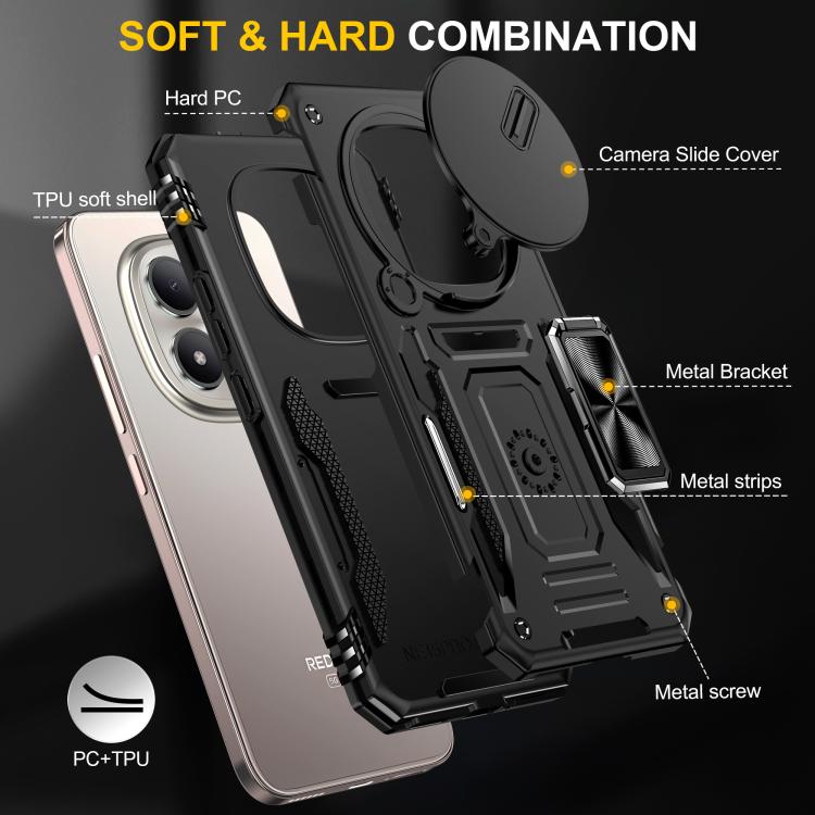 For Redmi Note 15 Global 4G / 5G 164mm Armor PC Hybrid TPU Camera Shield Phone Case