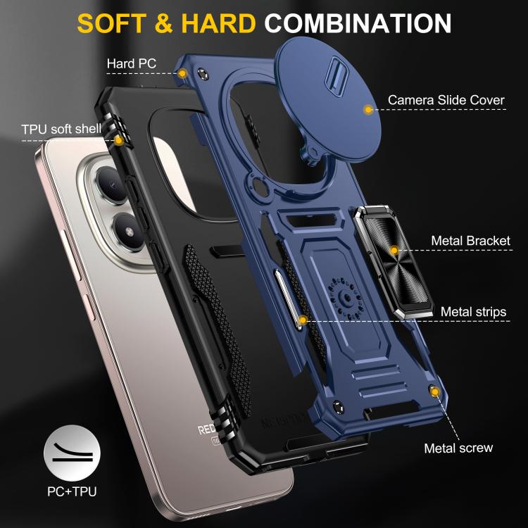 For Redmi Note 15 Pro 5G Global 163.6mm Armor PC Hybrid TPU Camera Shield Phone Case