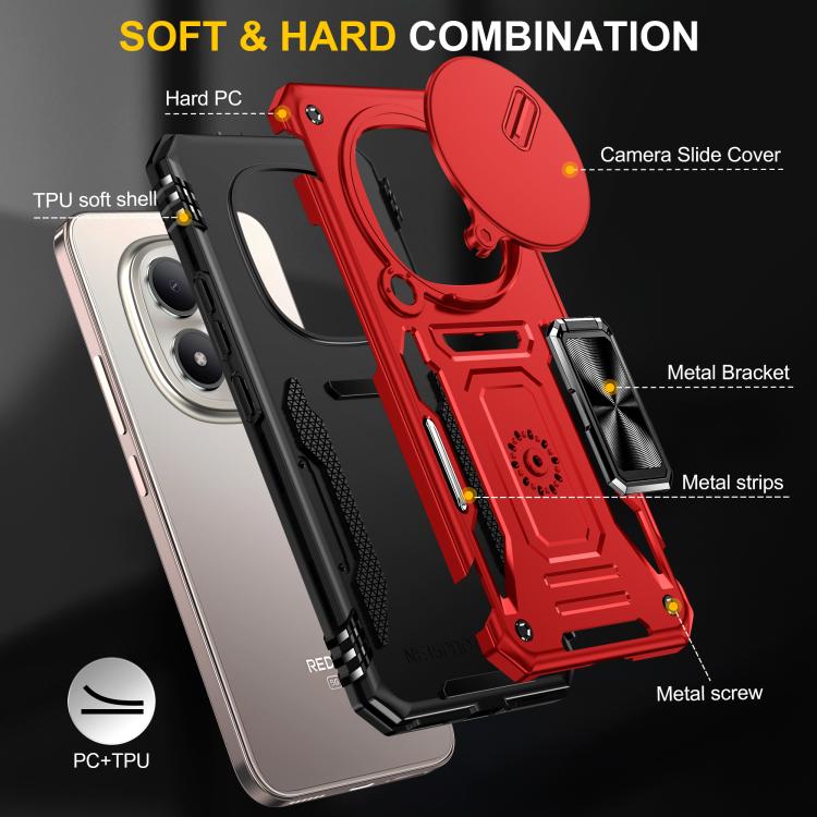 For Redmi Note 15 Pro 5G Global 163.6mm Armor PC Hybrid TPU Camera Shield Phone Case