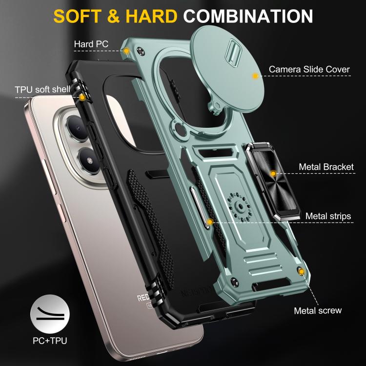 For Redmi Note 15 Pro+ 5G Global 163.3mm Armor PC Hybrid TPU Camera Shield Phone Case