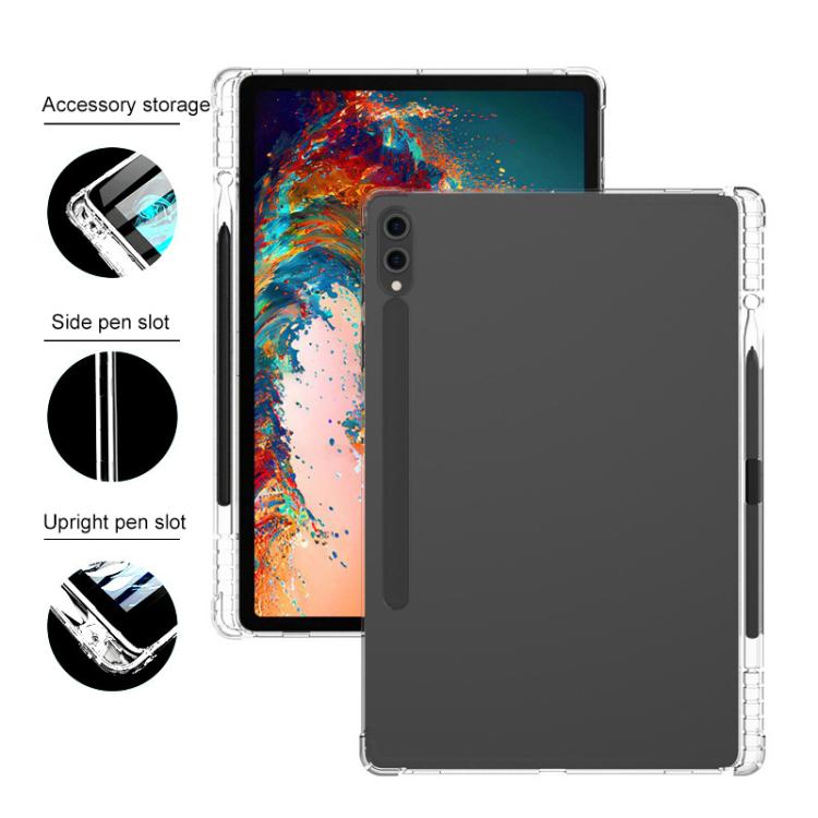 For Samsung Galaxy Tab S8+ / S7+ / S7 FE Highly Transparent TPU Full Thicken Corners Shockproof Protective Case with Pen Slot - Transparent