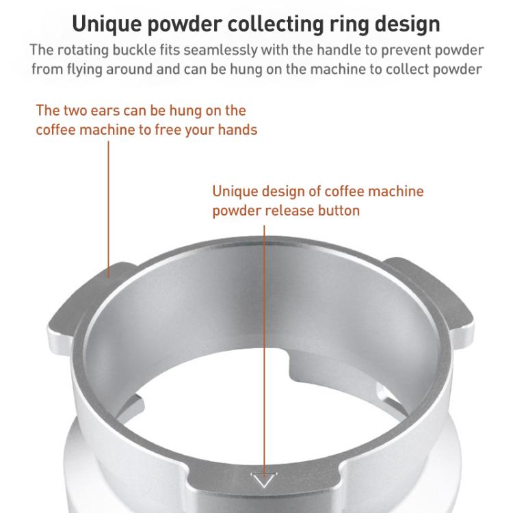58mm Coffee Machine Handle Aluminum Alloy Rotary Buckle Powder Ring Coffee Receiving Ring For Barsetto - Silver