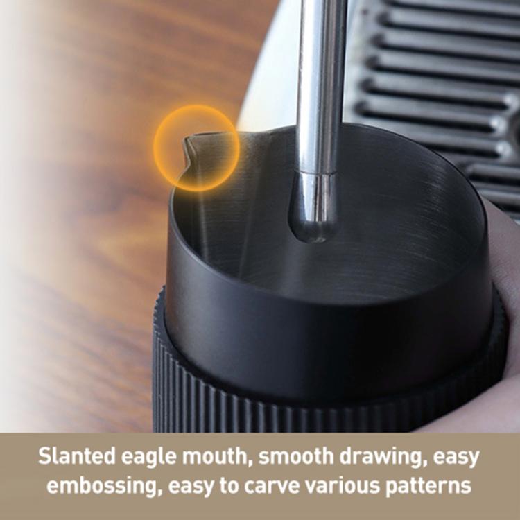 420ml Stainless Steel Latte Art Cup Oblique Mouth Anti-scalding Coffee Milk Foaming Cylinder with Scale - Black