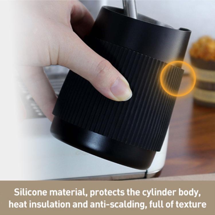 420ml Stainless Steel Latte Art Cup Oblique Mouth Anti-scalding Coffee Milk Foaming Cylinder with Scale - Black