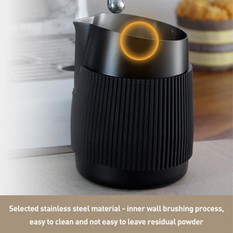 420ml Stainless Steel Latte Art Cup Oblique Mouth Anti-scalding Coffee Milk Foaming Cylinder with Scale - Black
