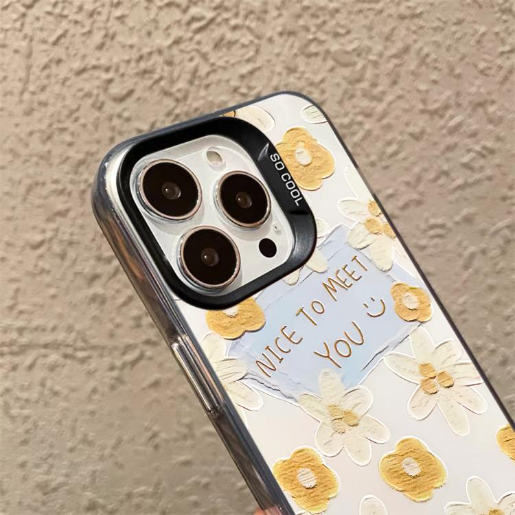 For iPhone 15 Plus Flower Series Color Silver TPU Hybrid PC Phone Case