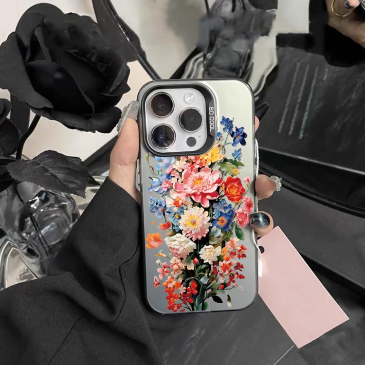 For iPhone 14 Plus Flower Series Color Silver TPU Hybrid PC Phone Case
